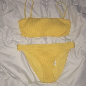 Yellow Ribbed Bikini Set